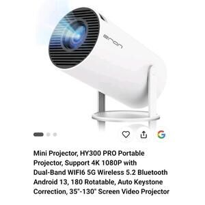 Mini Projector, HY300 PRO Portable Projector, Support 4K 1080P with Dual-Band WI